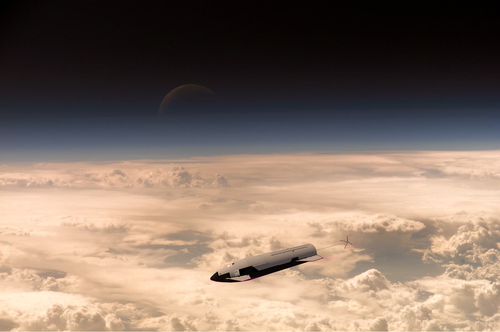 Starship glowing with plasma during atmospheric re-entry